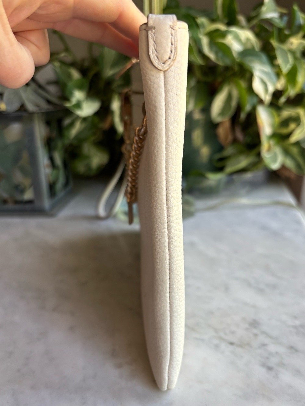 Coach Prairie Chalk Pebbled Leather Chain Clutch/Wristlet - Picture 4 of 10